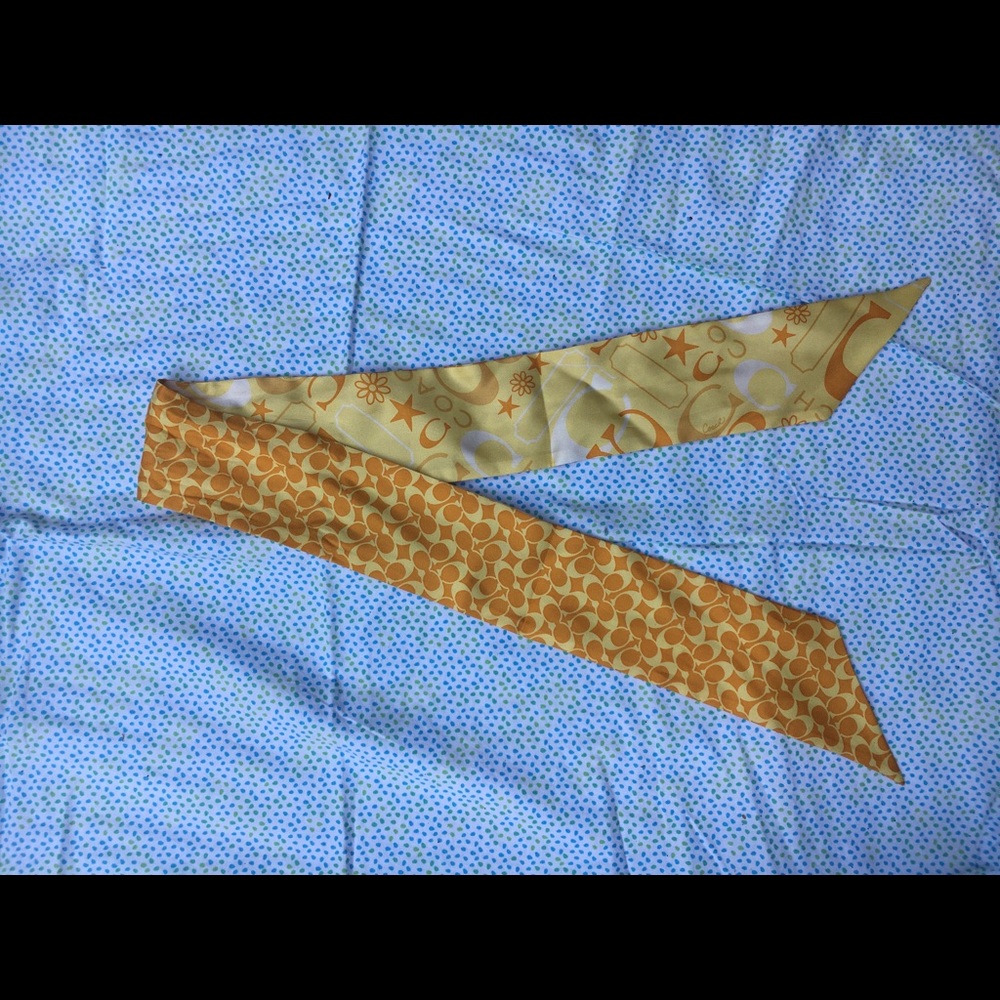 Coach Yellow/Gold Silk Purse Scarf Tie